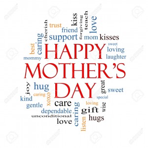 Happy Mother's Day Word Cloud Concept with great terms such as kisses, love, hugs and more.